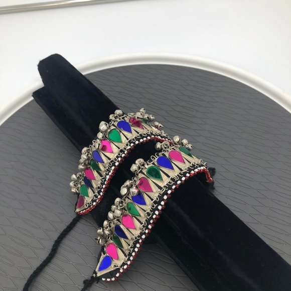 Vintage Afghan Anklets, Anklets Pair, Anklets With Beads And Glass Stones, - Picture 4 of 6